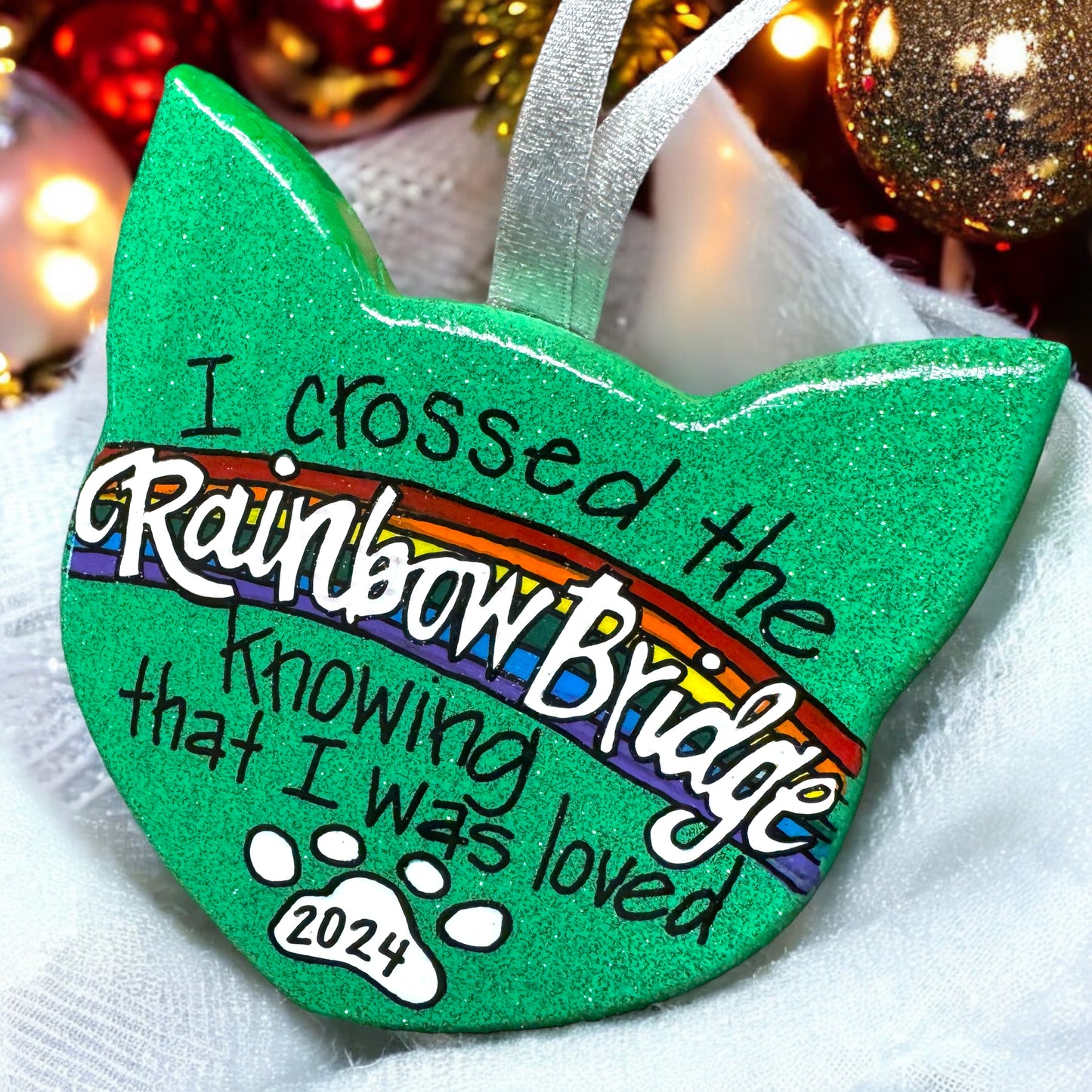 Purr-fect Tribute: Rainbow Bridge Cat Ornament