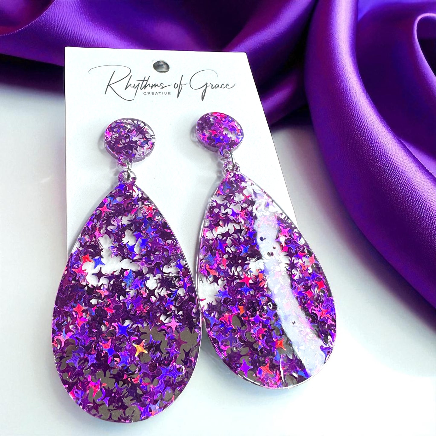 Dazzle and Shine with Sparkly Purple Star Drop Earrings! ๐๐