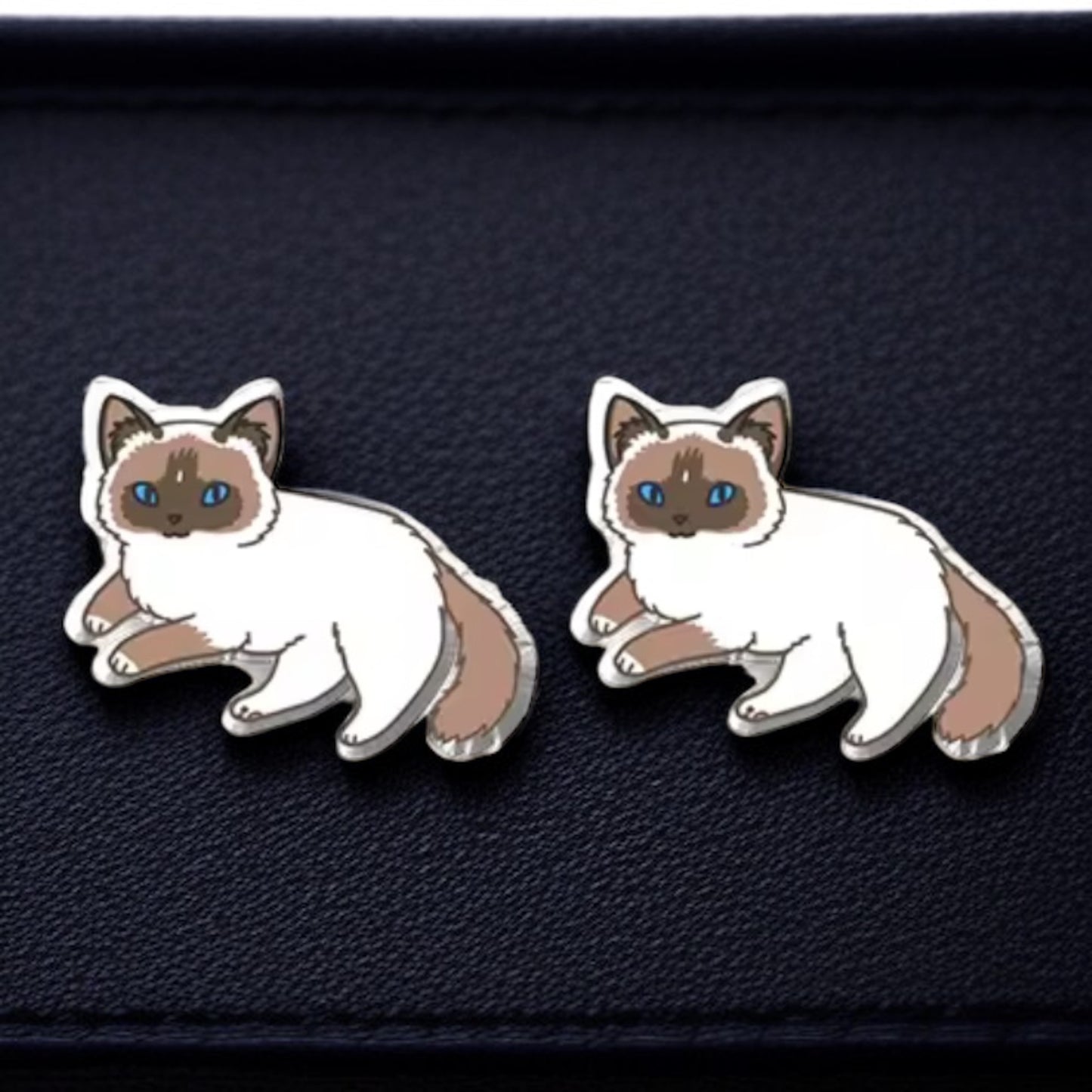 Purr-fectly Chic Siamese Cat Stud Earrings