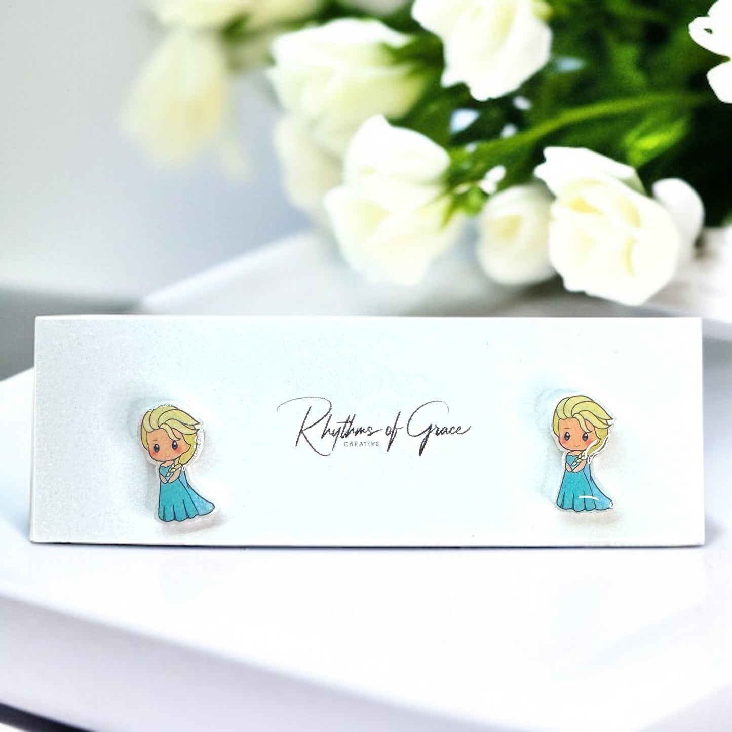 Enchanting Cartoon Princess Stud Earrings - Sparkle Like Royalty! đź‘‘