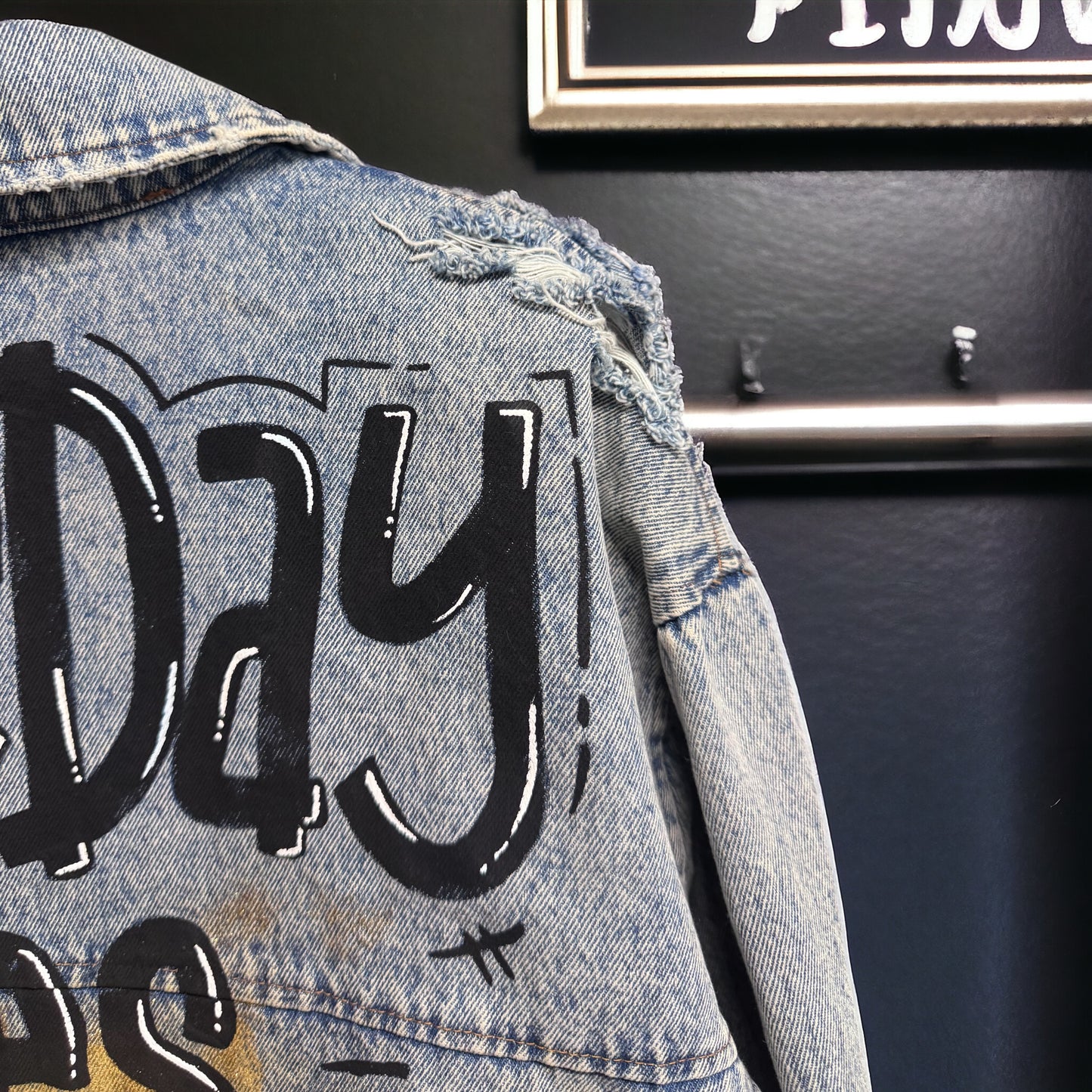 Hand-Painted Jean Jacket: GAMEDAY! | Perfect for LSU & Saints Fans | Oversized Long Denim