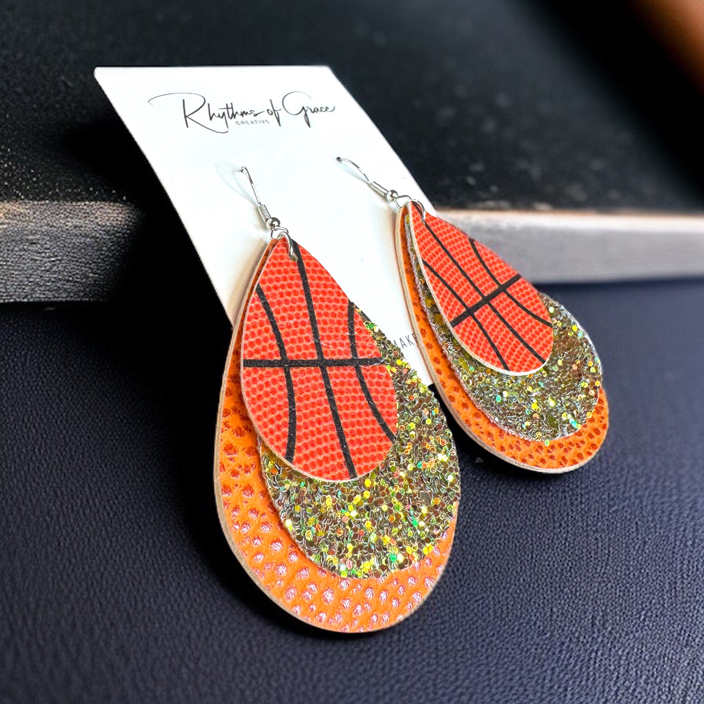 Sparkle on the Court: Basketball Glitter Dangle Earrings 🏀