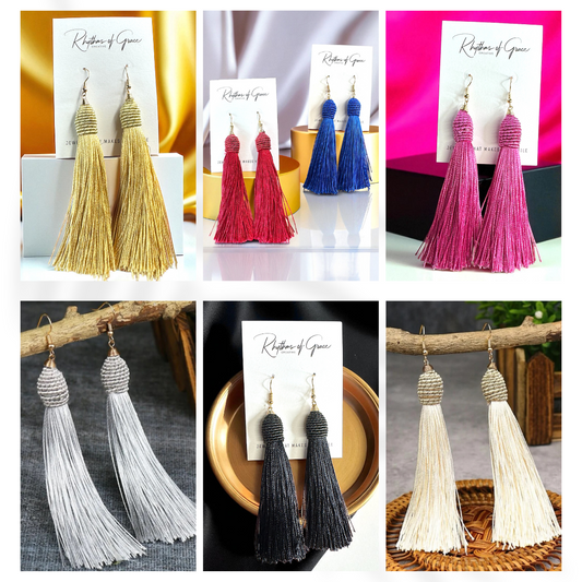 Tassel Power: Colorful Statement Dangle Earrings in 7 Bold Shades