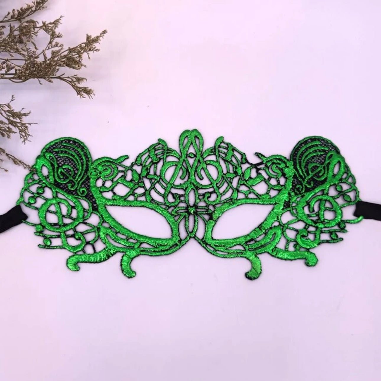 Symphony in Green – Musical Note Lace Masquerade Mask