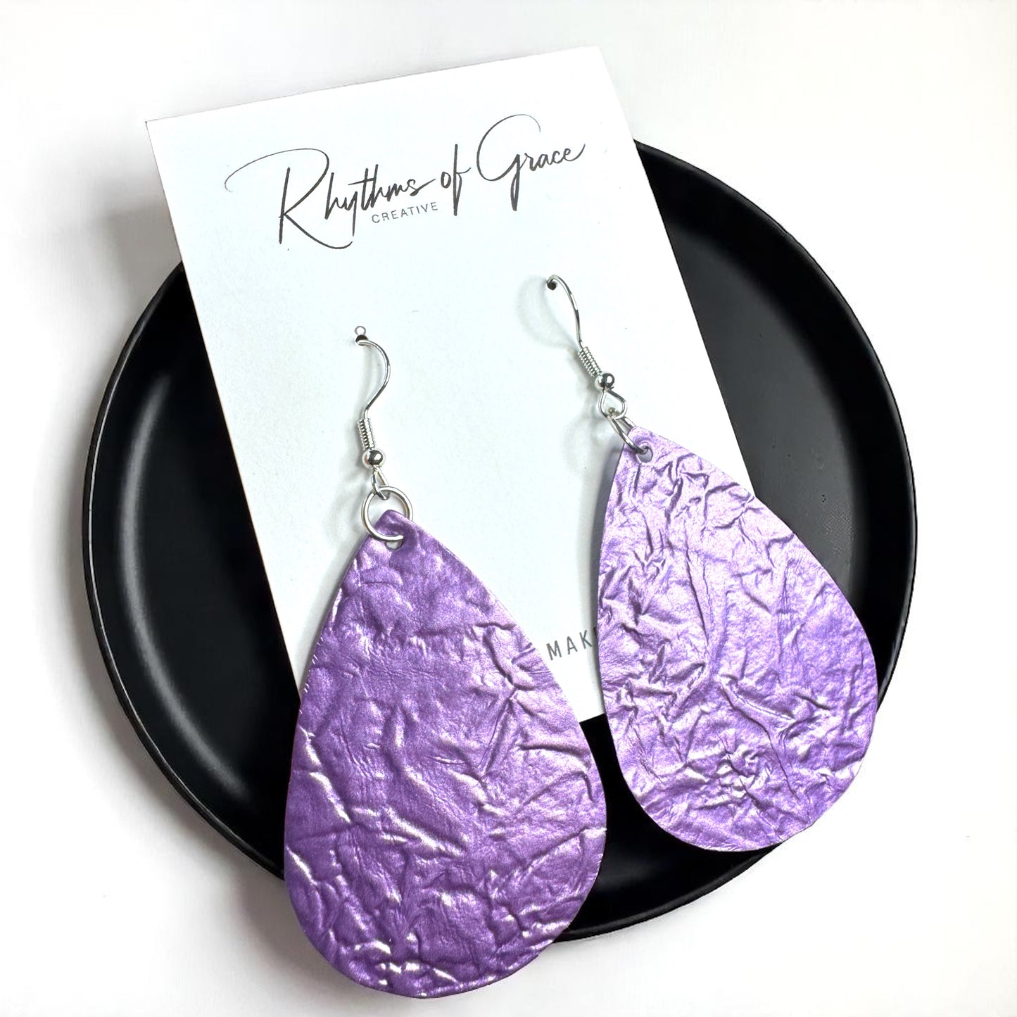 Shimmer & Shine: Metallic Purple Teardrop Earrings