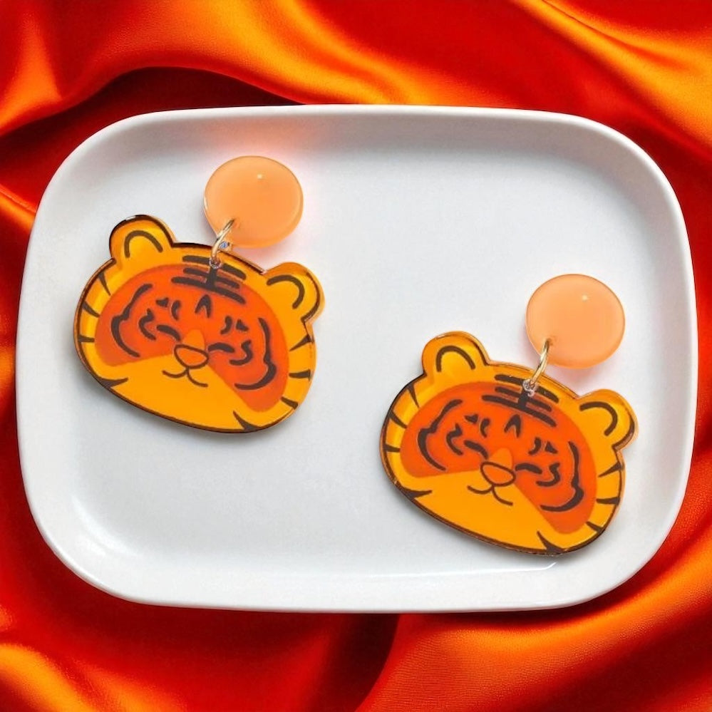 Unleash Your Inner Wildcat with Our Cartoon Tiger Earrings! ๐ฏ๐ - Rhythms of Grace Creative