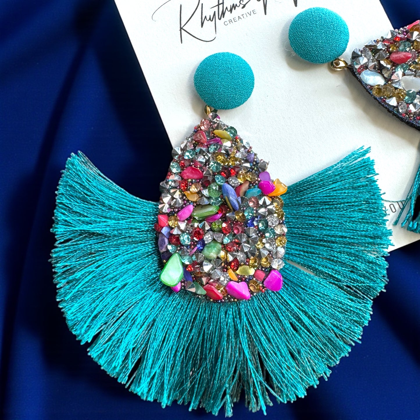 Vibrant Teal Tassel Earrings – Festival Ready