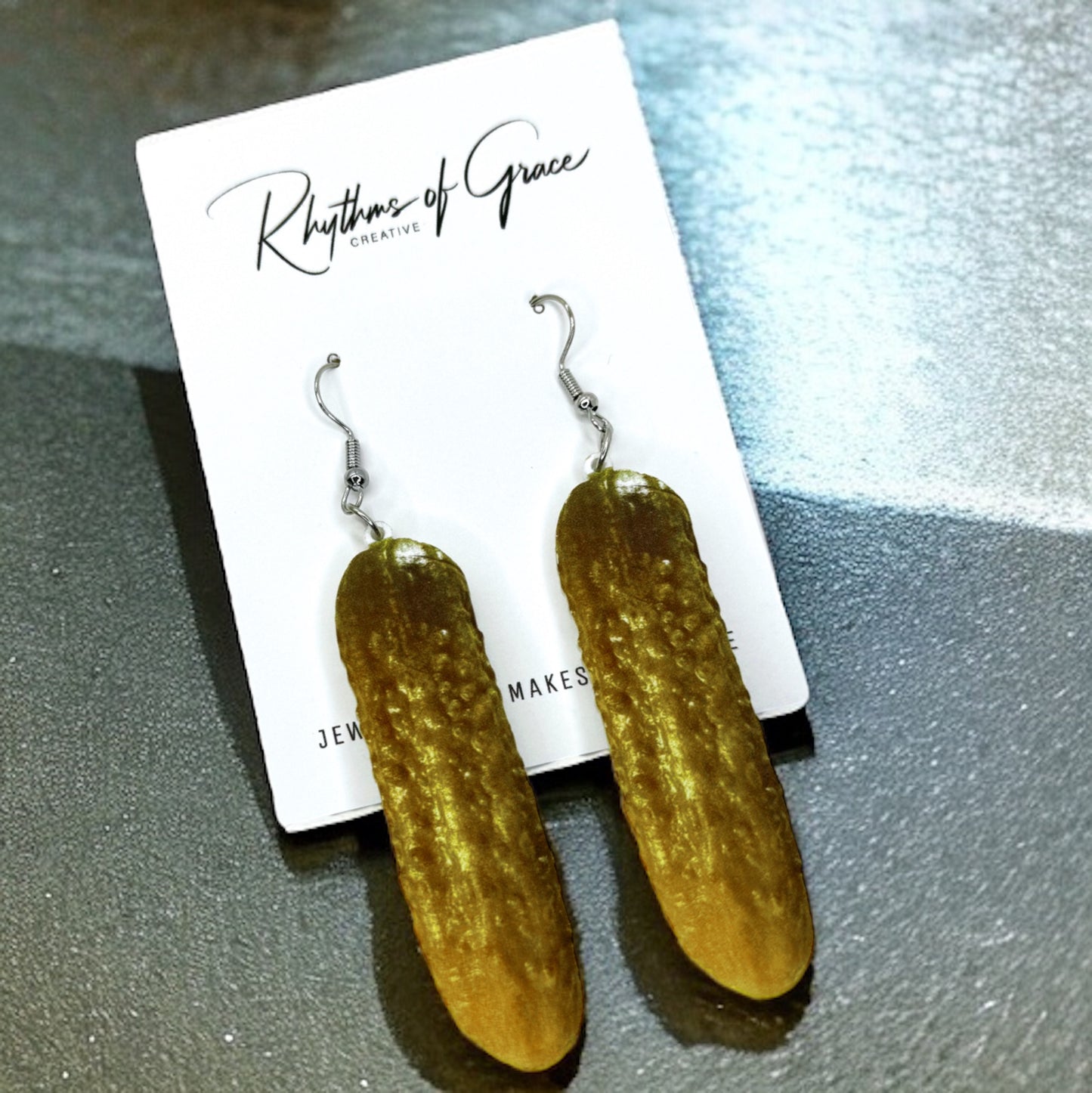 Pucker Up! Playful Pickle Dangle Earrings Sparkle!