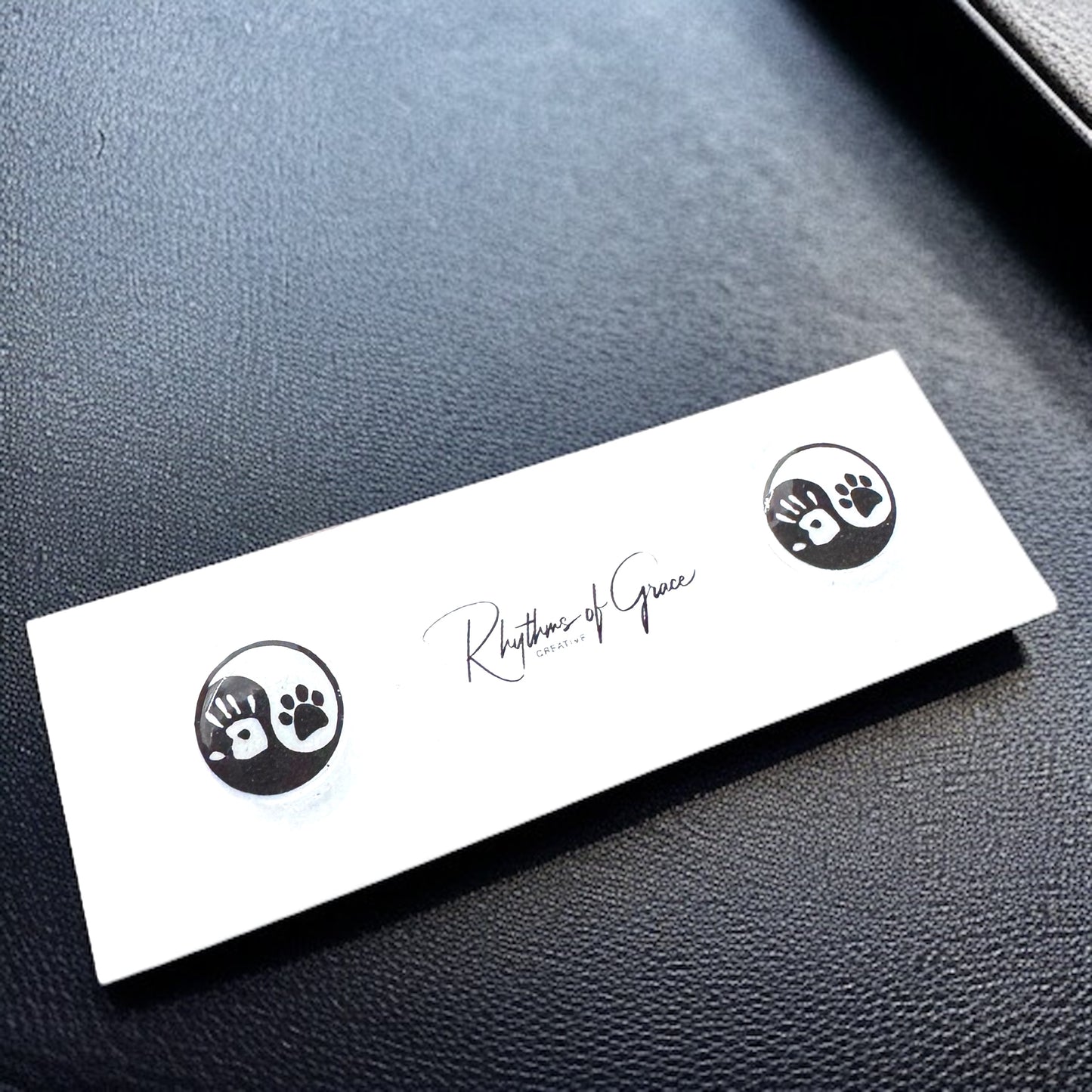 Yin Yang Harmony: Human Hand & Dog Paw Stud Earrings