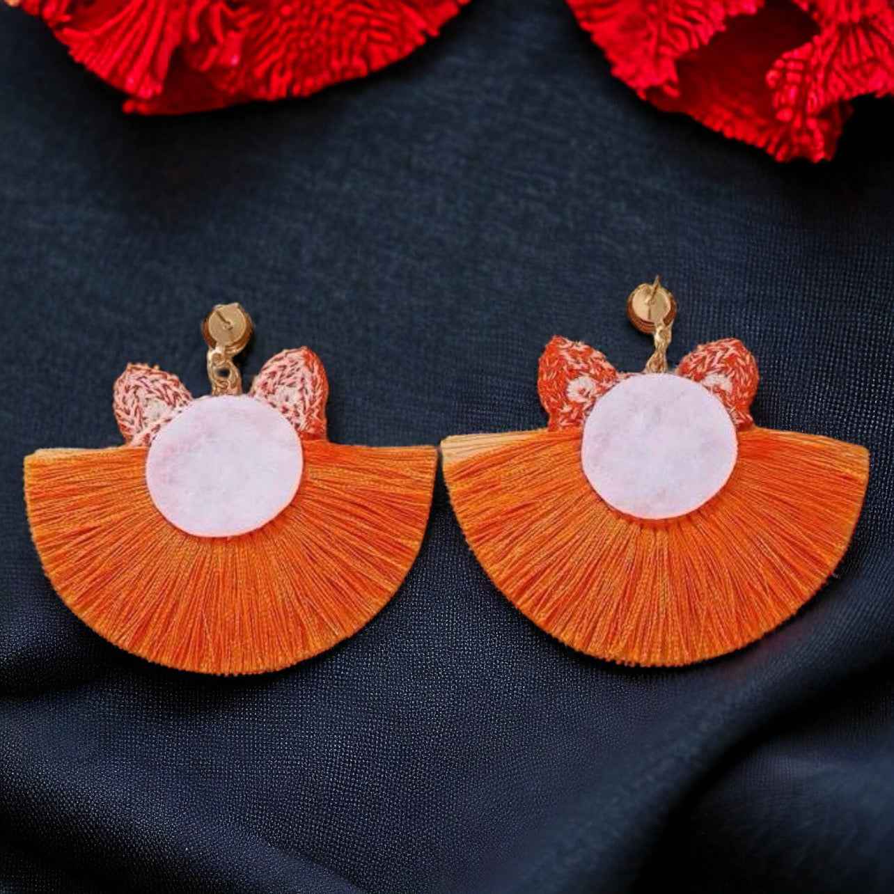 Charming Fox Dangle Earrings – Adorable Crocheted Animal Jewelry