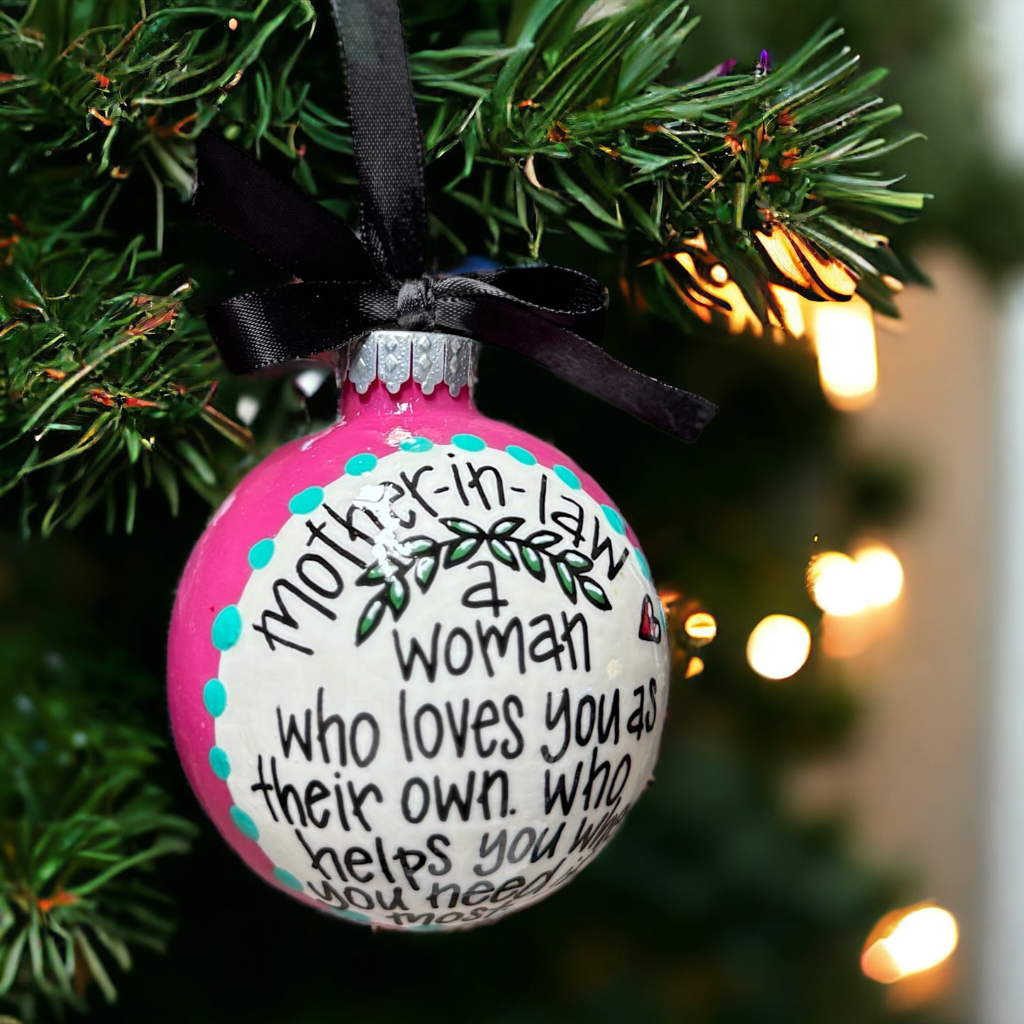 Heartfelt Mother-in-Law Christmas Ornament – Personalized & Hand-Painted Keepsake!