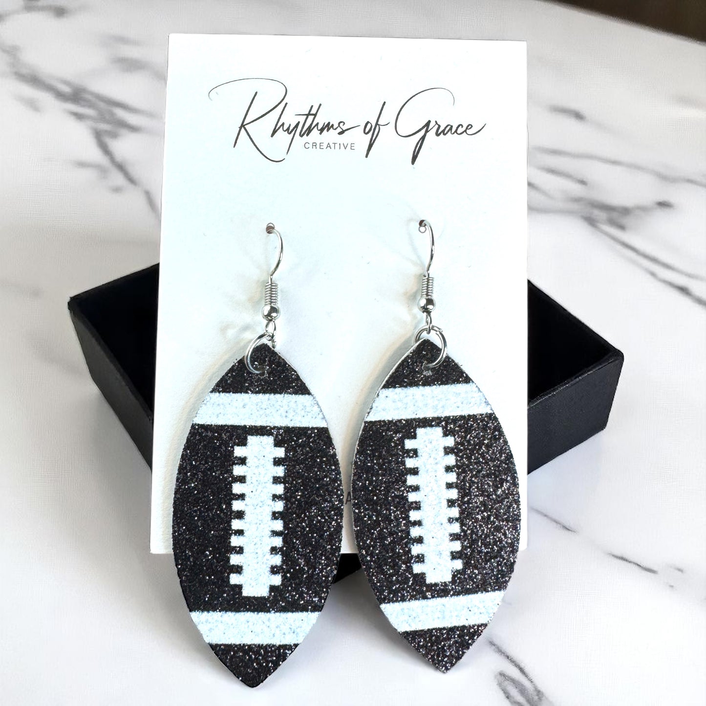Score Big with Sparkle! Glitter Football Dangle Earrings 🏈