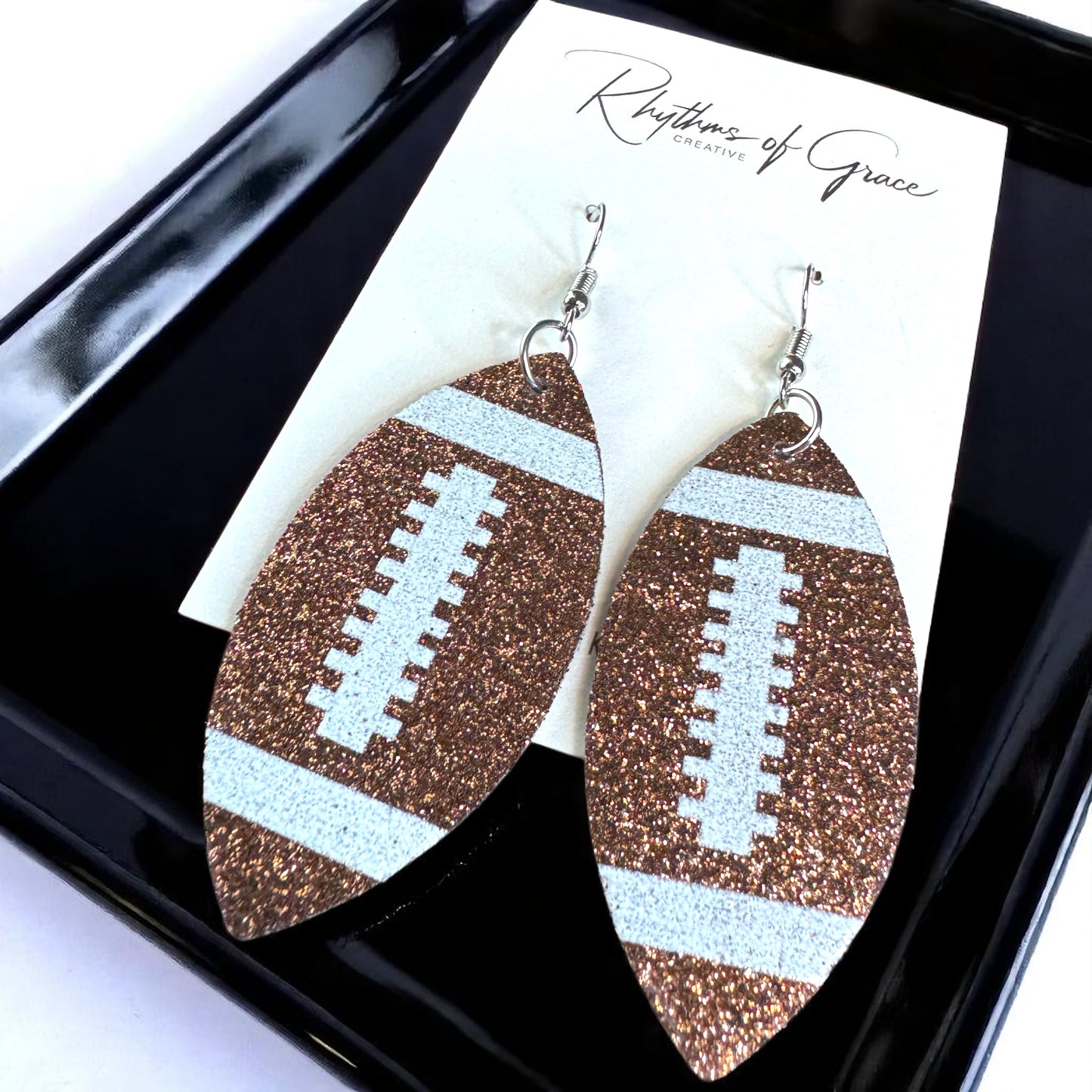 Score Big with Sparkle! Glitter Football Dangle Earrings 🏈