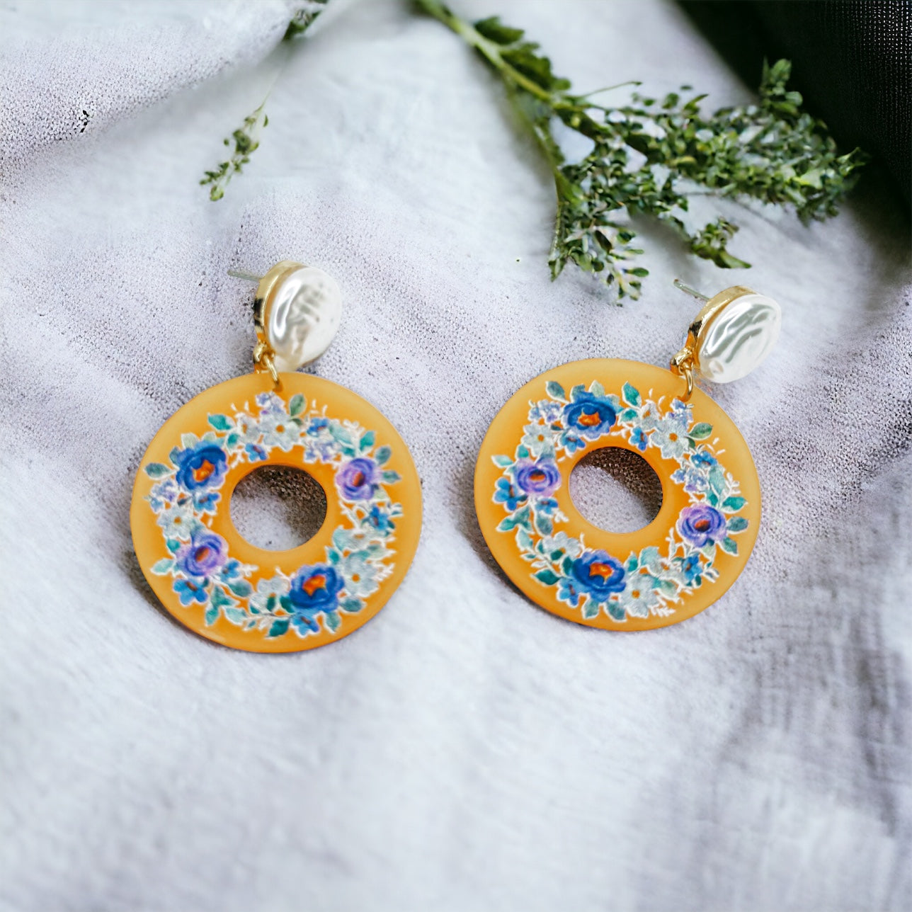 Flower Earrings - Blue Flower, Easter Earrings, Handmade Earrings, Flower Earrings, Flower Jewelry, Floral Accessories