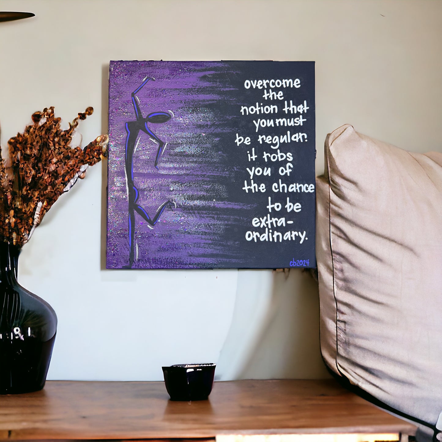 Stunning Original Hand-Painted Textured 1 x 12” Unframed Painting | Signed by Artist, Artwork