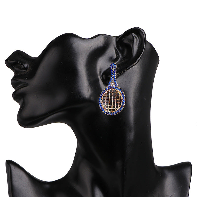 Serve Up Style: Dazzling Multicolor Rhinestone Badminton Drop Earrings!