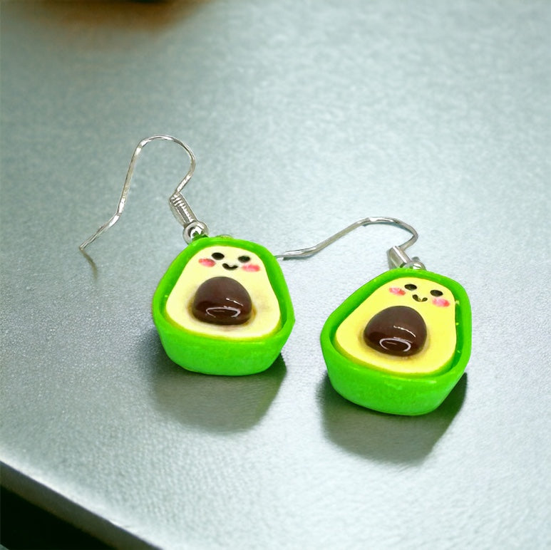 Avocado Earrings - Handmade Earrings, Handmade Jewelry, Food Earrings, Food Jewelry, Avocado Jewelry, Dangle Earrings, Guacamole