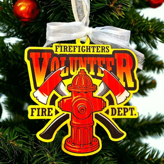 Firefighters Volunteer - Fire Dept Sublimation Ornament 
Ignite Your Holiday Spirit!