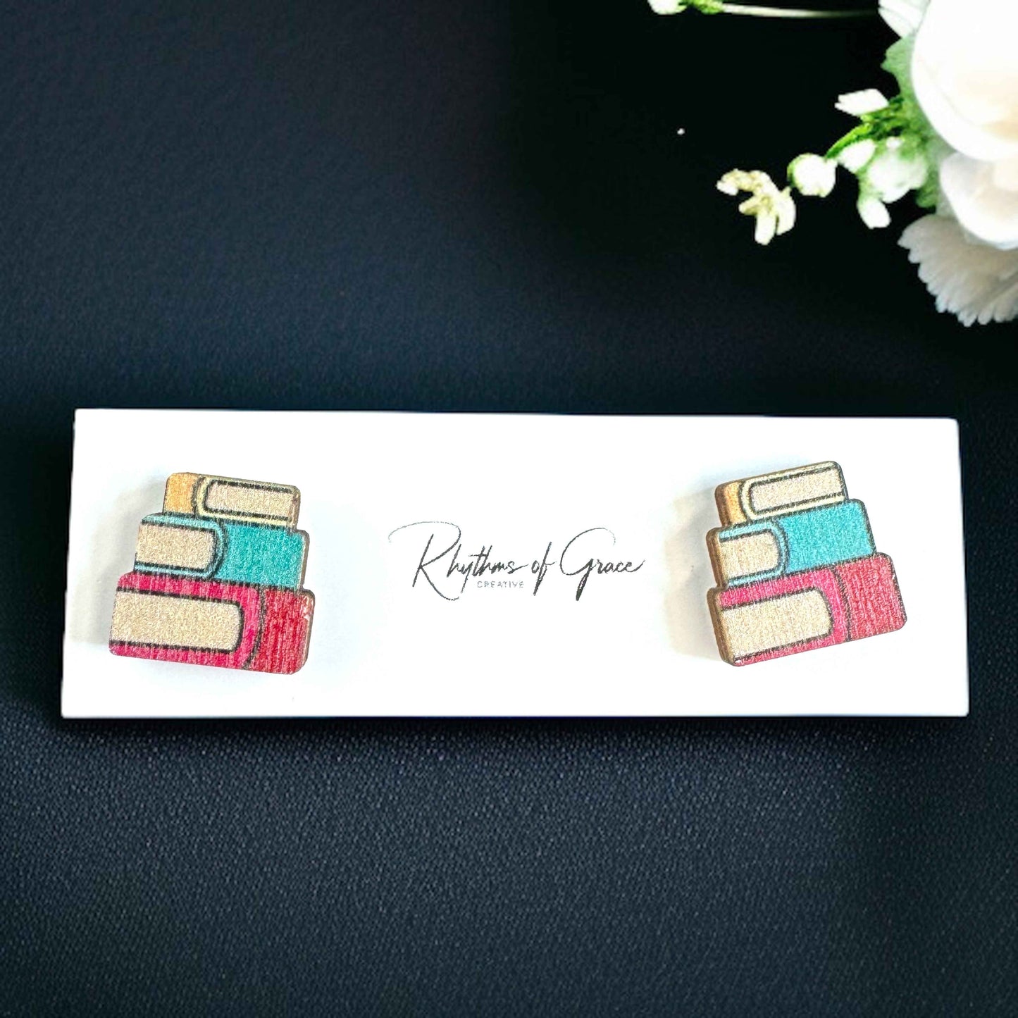 Stack of Books Stud Earrings - Perfect for Book Lovers! 📚