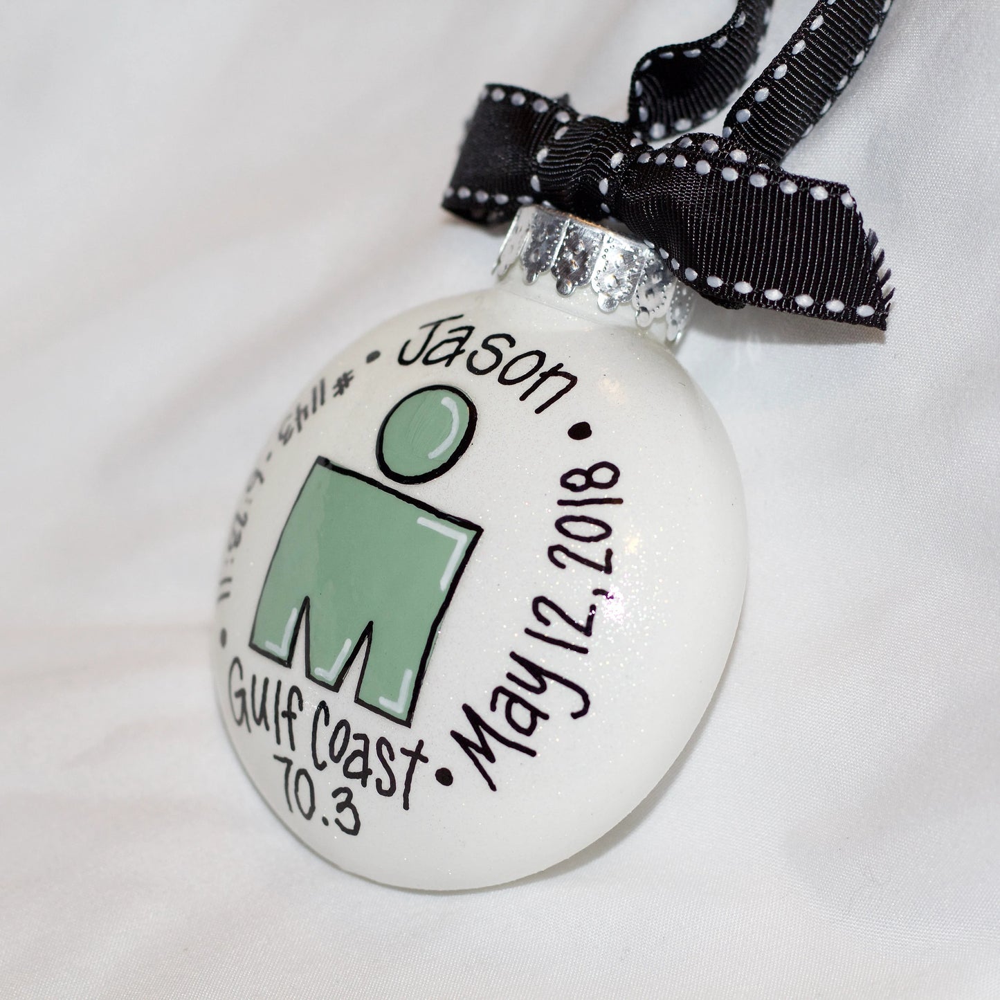 Custom Hand-Painted Triathlon Ornament - Personalized Runner Holiday Decoration