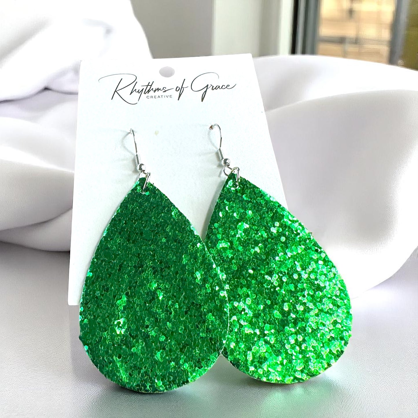 Sparkle & Shine: Glitter Teardrop Dangle Earrings ✨ - Rhythms of Grace Creative