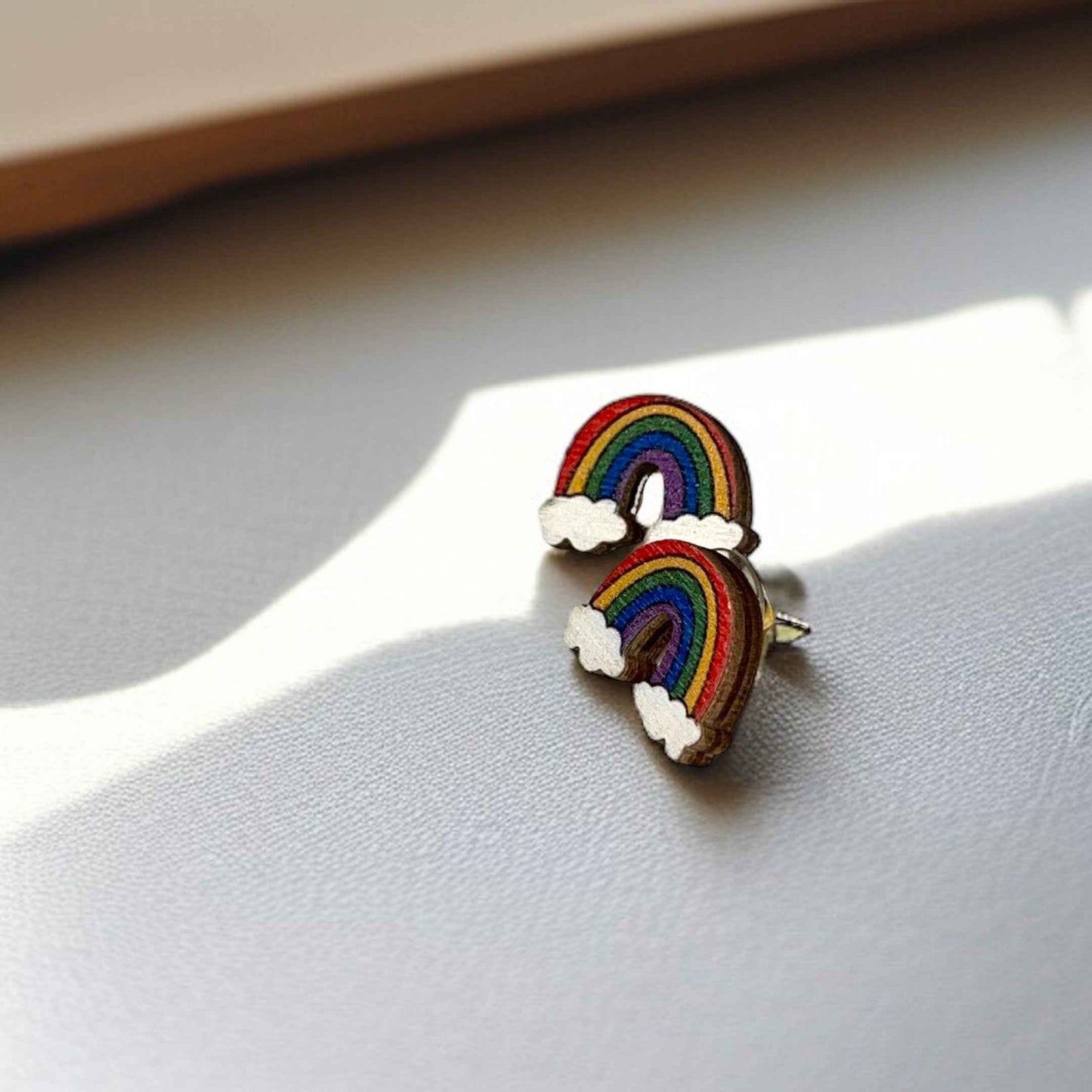 Rainbow Radiance: Handmade Wooden Studs for Every Occasion!