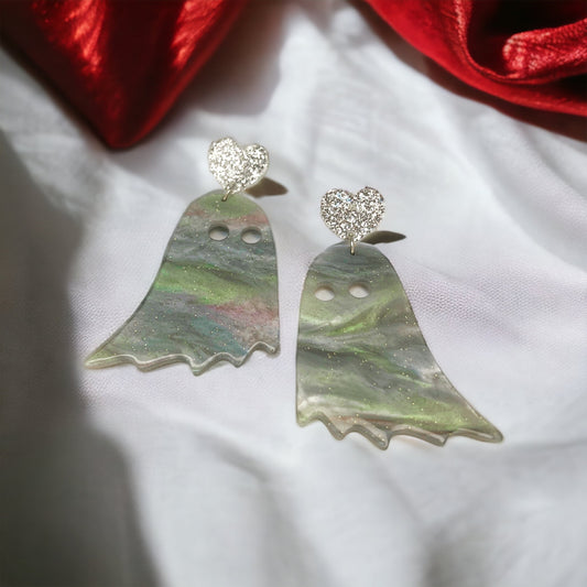 Ghost Earrings - Halloween Jewelry, Halloween Studs, Halloween Accessories, Trick or Treat, Ghost Earrings, Cute Ghost - Rhythms of Grace Creative