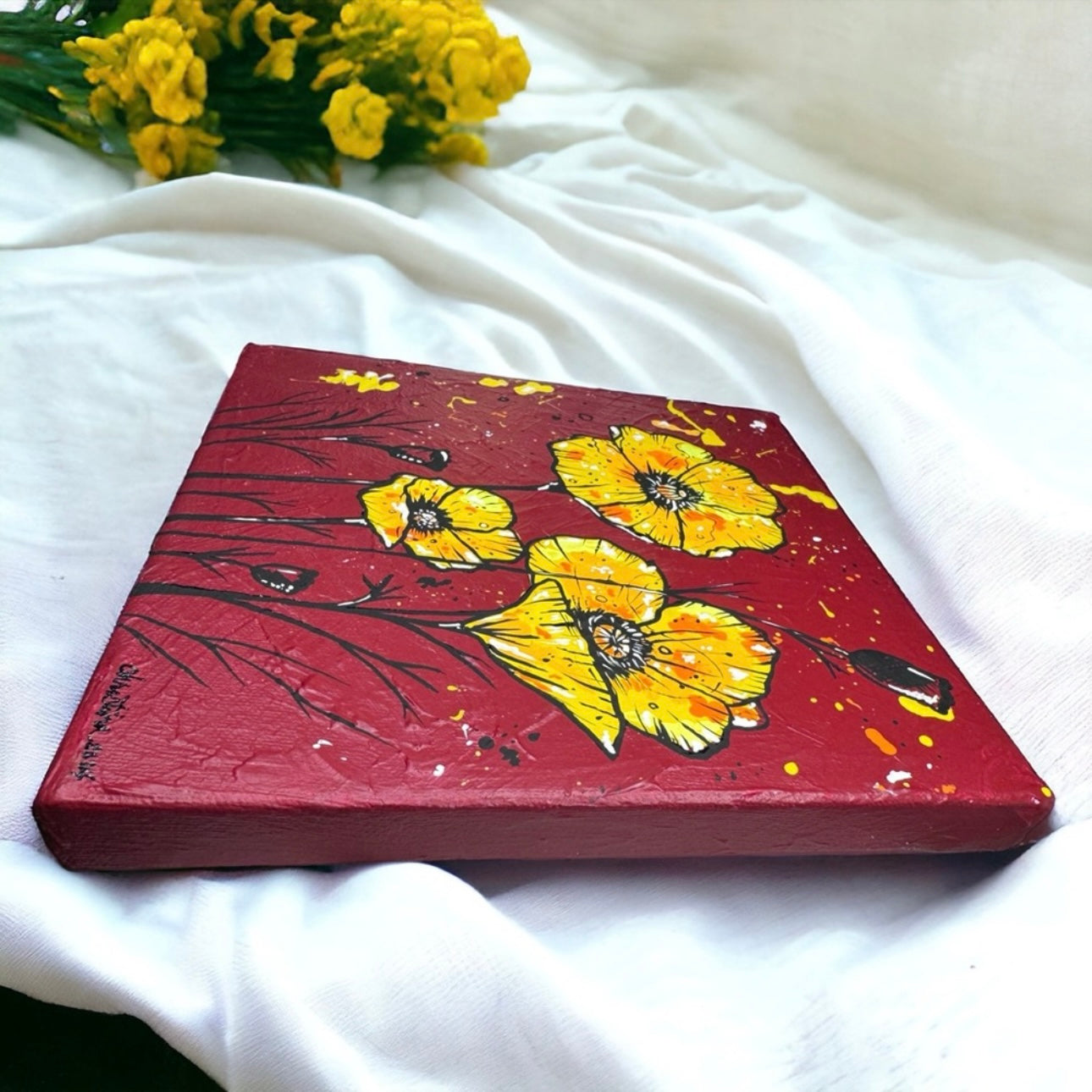 Original Artwork Textured Painting - "Harmony in Bloom" - Unique 8x8 Canvas Art