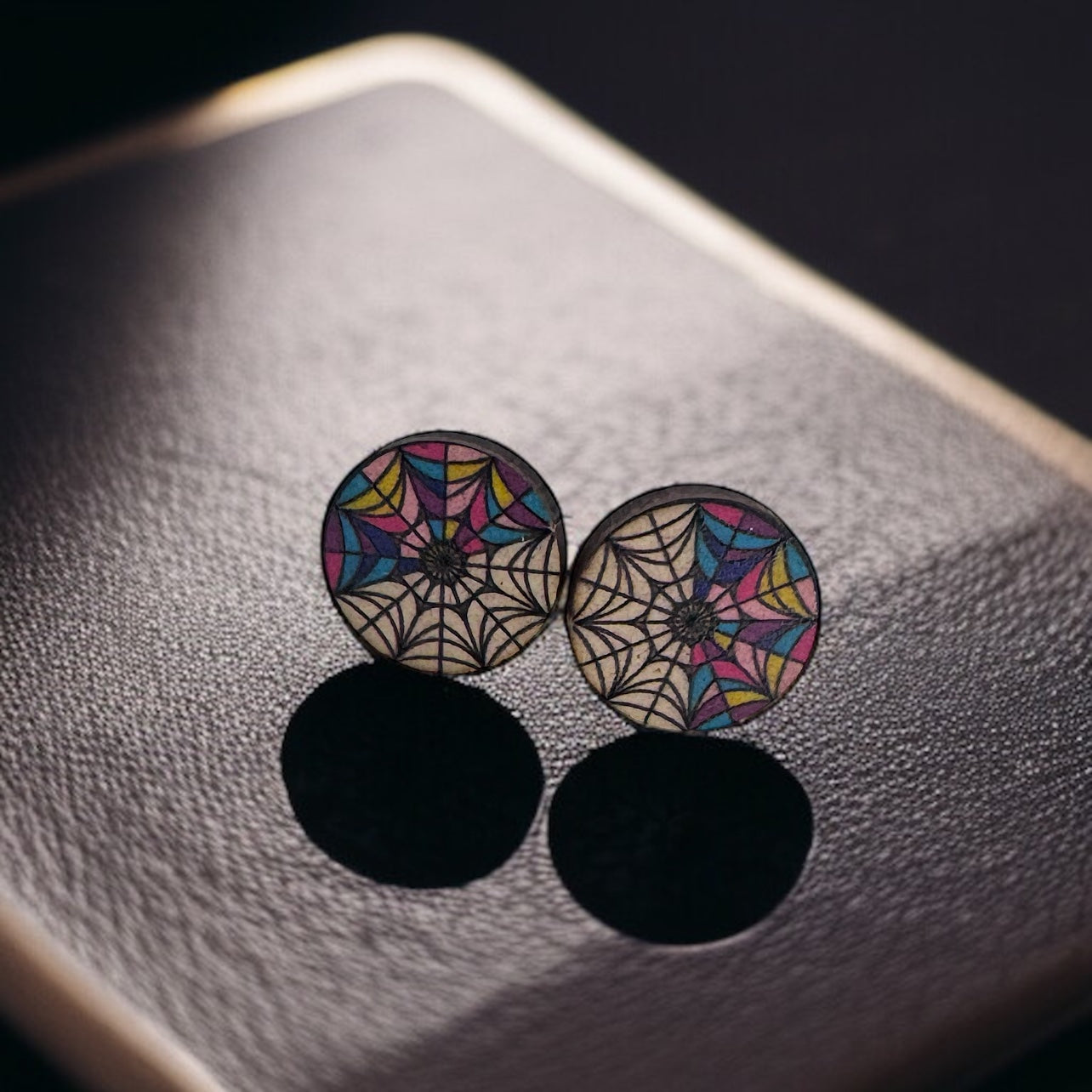 Wednesday Vibes: Enchanting Stained Glass Stud Earrings!