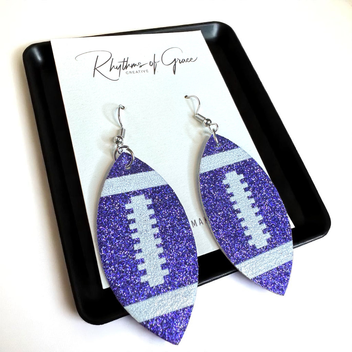 Score Big with Sparkle! Glitter Football Dangle Earrings 🏈