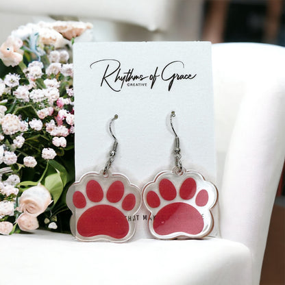 Paw Print Earrings - Dog Earrings, Paw Print, Dog Accessories, Paw Earrings, Veterinarian, Vet Tech, Dog Jewelry, Vet Earrings