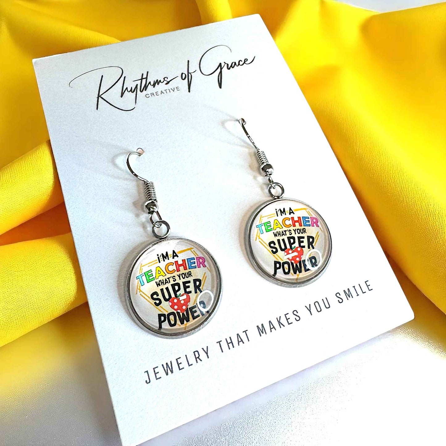 Inspire & Shine with Teacher Cabochon Dangle Earrings!