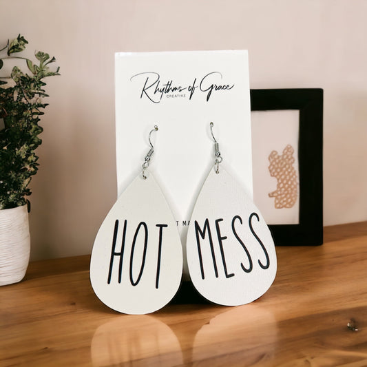 Hot Mess Earrings - Mom Earrings, Funny Earrings, Sassy Accessories, Hot Mess Accessories