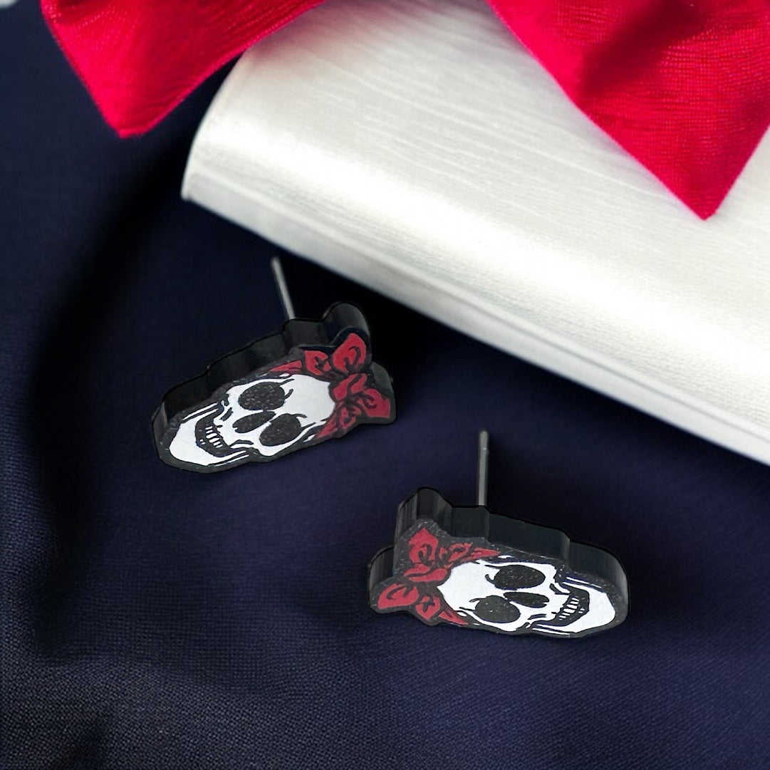 Spook-tacular Skull Studs: Cute Halloween Earrings for a Fang-tastic Look!