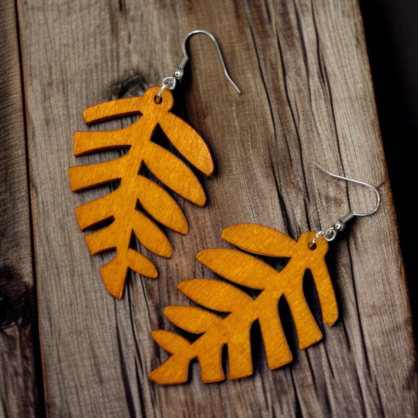 Boho Chic Wooden Leaf Earrings - Handmade Elegance!🌿 - Rhythms of Grace Creative