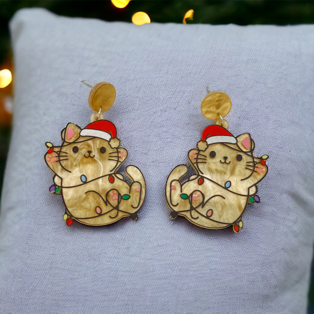 Jingle All the Way: Adorable Christmas Kitty Dangle Earrings