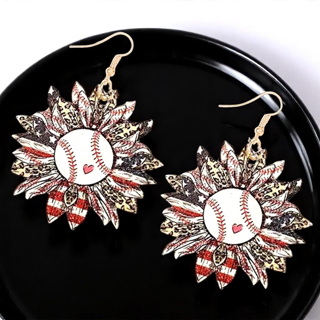 Swing for Style: Unique American Baseball Dangle Earrings!