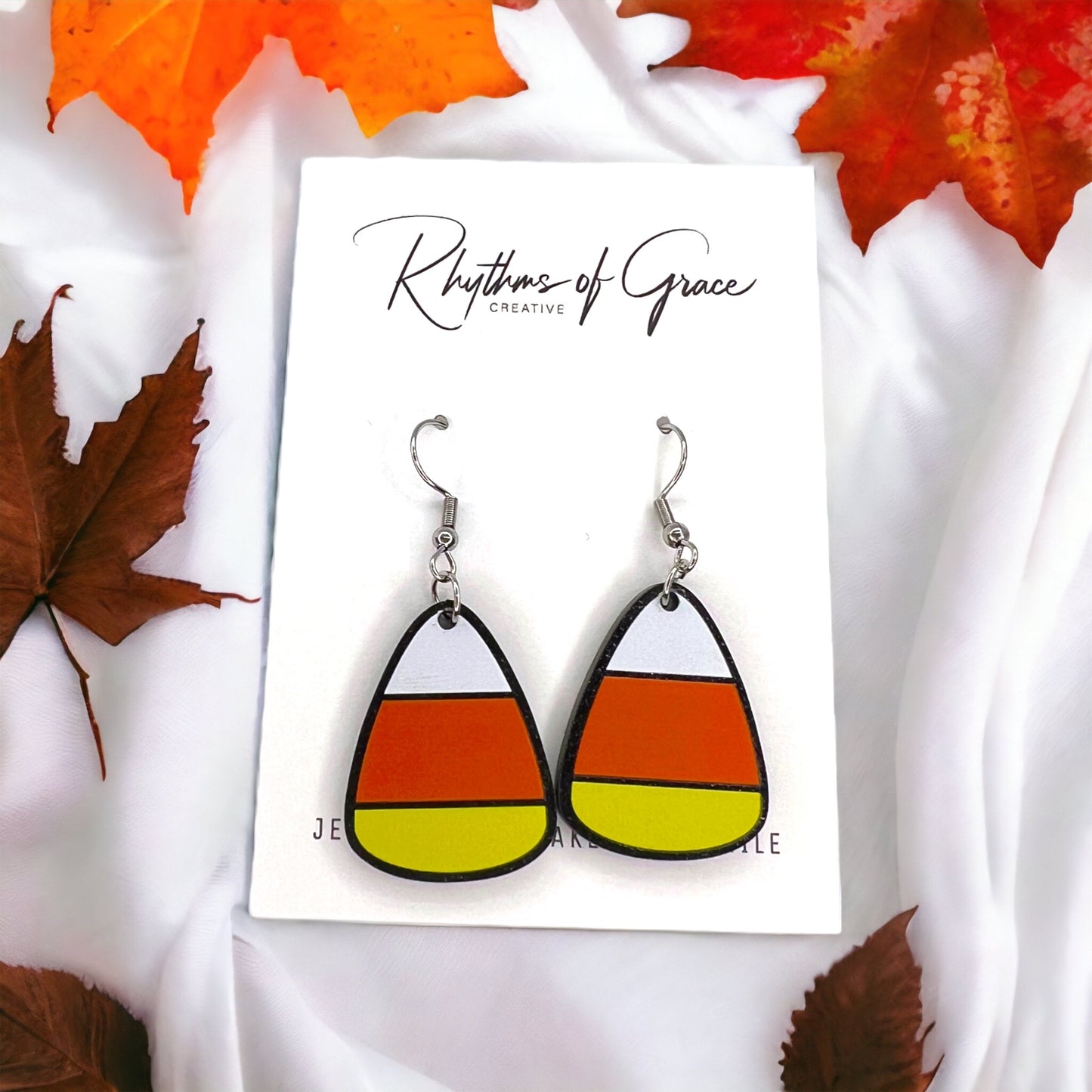Not So Scary, Just So Sweet – Candy Corn Halloween Earrings - Rhythms of Grace Creative