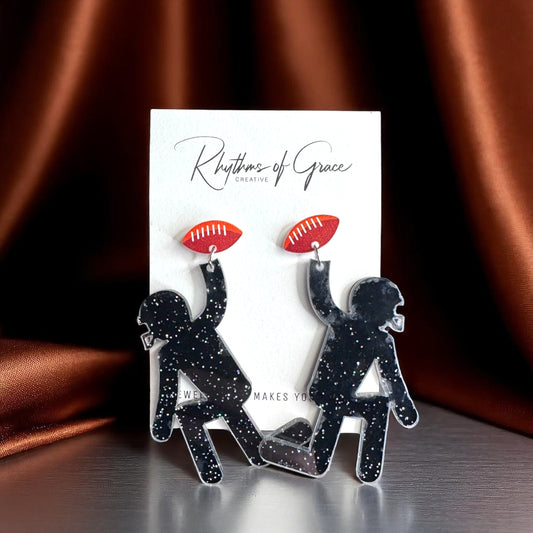 Touchdown Style: Football Player Dangle Earrings 🏈