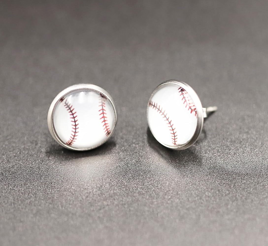 Hit a Style Home Run with Baseball Cabochon Stud Earrings! ⚾️