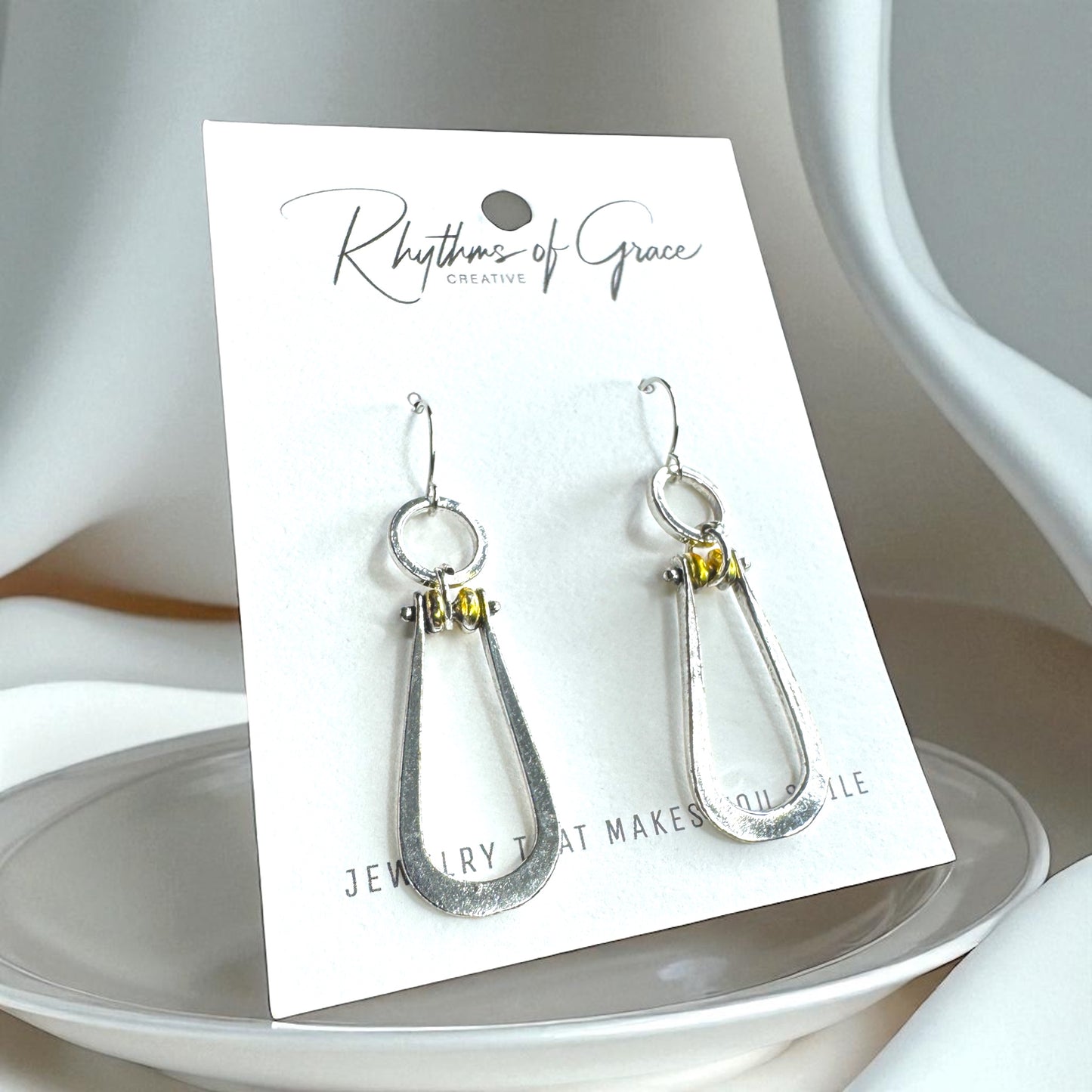 Day to Night Dazzle โ Silver & Gold Dangle Earrings