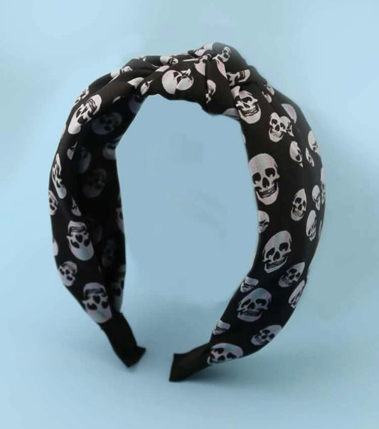 Halloween Skull Headband - Handmade Headpiece, Halloween Headpiece, Skull Bow, Skull Headpiece - Rhythms of Grace Creative