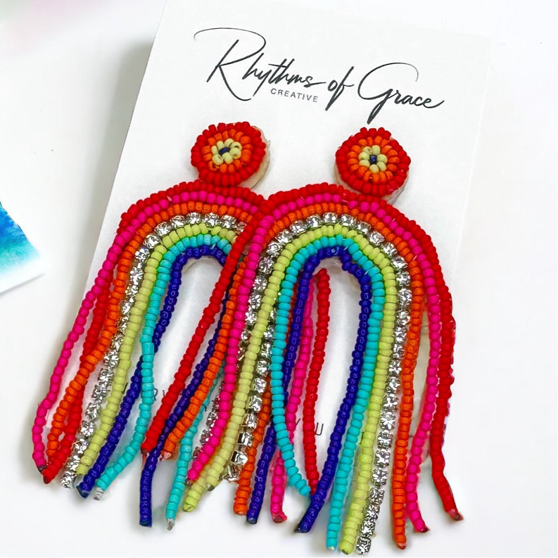 Beaded Rainbow Earrings - Celebrate Love & Joy! 🌈