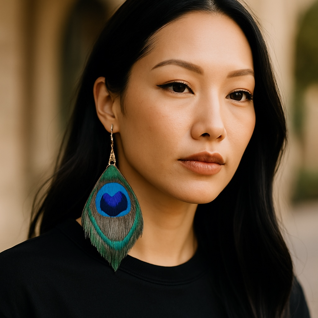 Peacock Feather Dangle Earrings – Add Some Festival Flair!