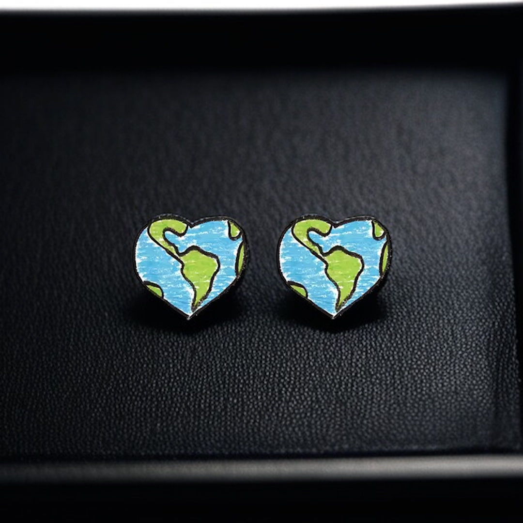 Mother Earth Heart Earrings - Handmade with Love! 🌎