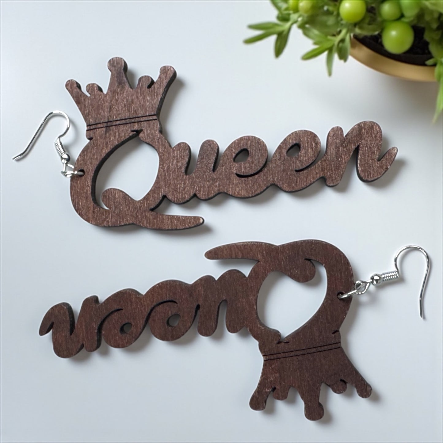 QUEEN Energy Activated – Brown Wood Earrings That Slay