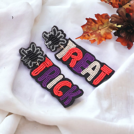 Trick or Treat Earrings - Halloween Earrings, Beaded Earrings, Spooky Vibes, Halloween Earrings, Halloween Costume, Beaded Halloween - Rhythms of Grace Creative