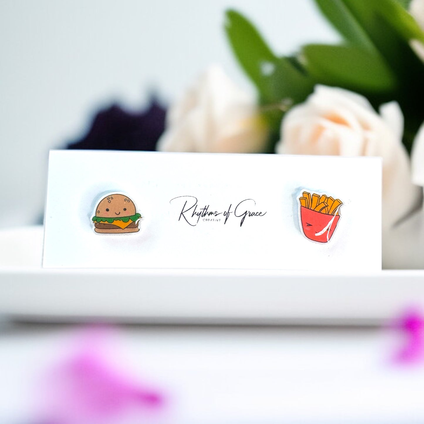 Tasteful Delight: Burger & Fries Stud Earrings 🍔🍟