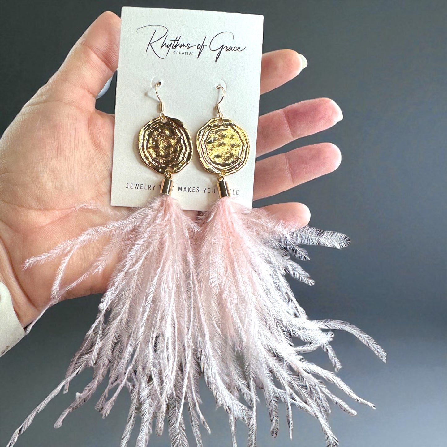 Boho Glam Vibes: Pink Feather & Gold Charm Dangle Earrings – Lightweight, Bold & Beautiful!