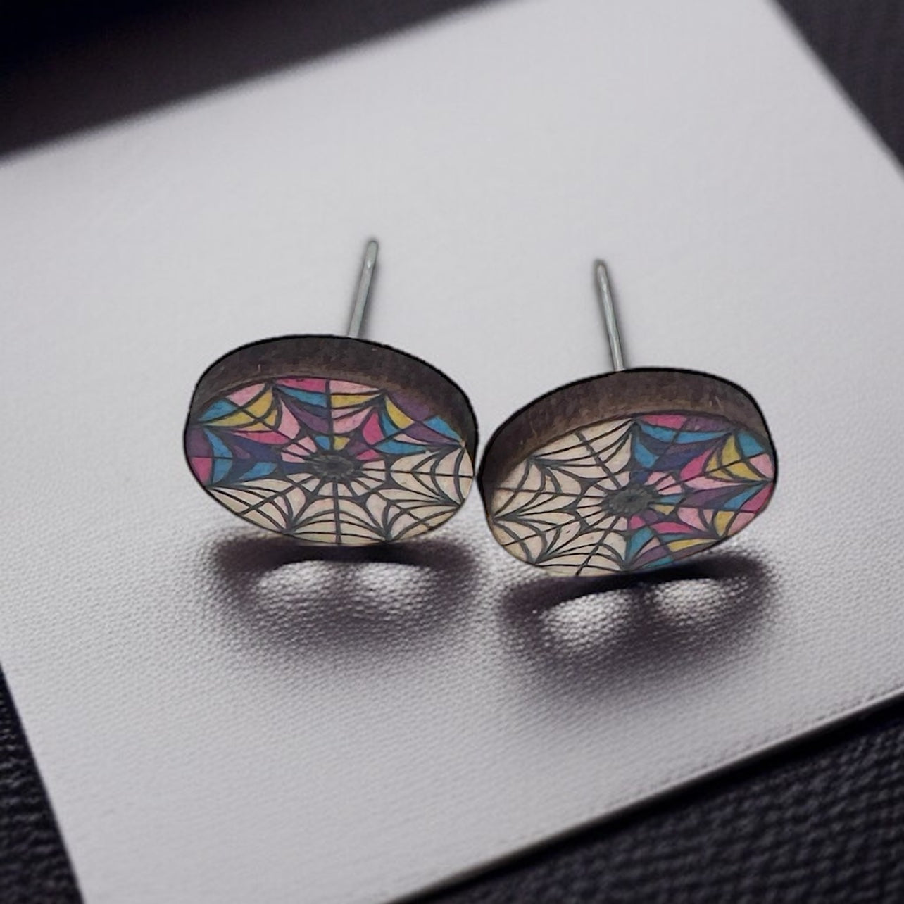 Wednesday Vibes: Enchanting Stained Glass Stud Earrings!